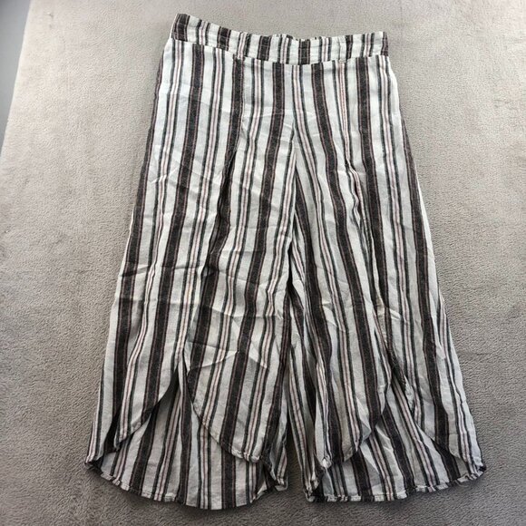 Maurices Womens Pants Medium Striped Wide-Leg Linen Blend Pull On Casual Travel - Picture 12 of 12